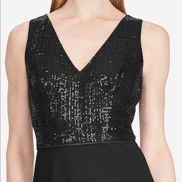 NWT Ralph Lauren Women’s Sequins Jersey Gown Dress - Picture 4 of 5